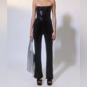 EUC Urban Outfitters UK Spotlight Sequin Strapless Corset Jumpsuit -Black - Sz M